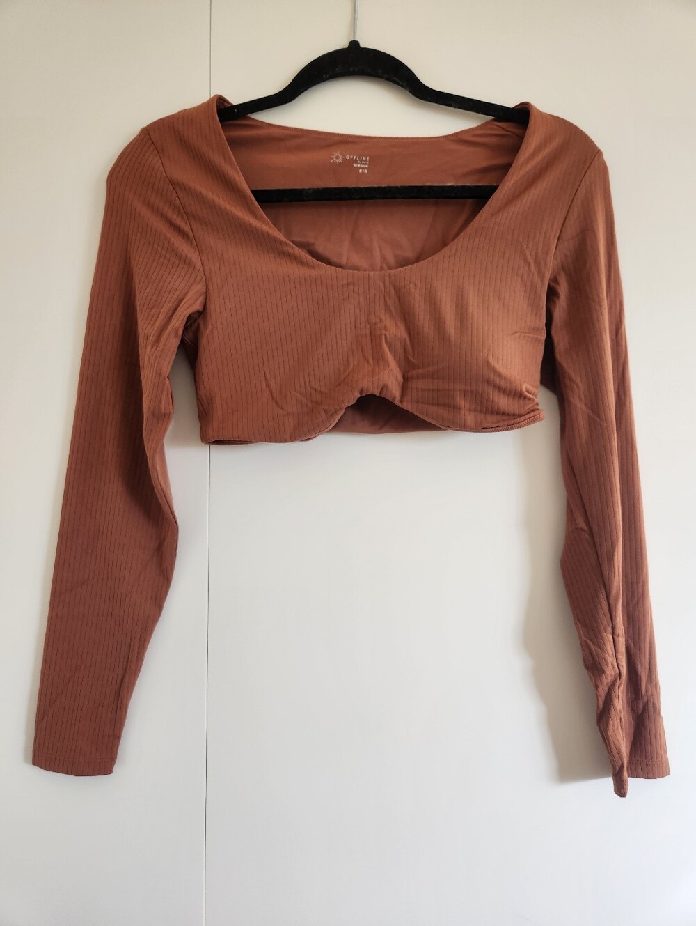 NWT OFFLINE by Aerie Real Me Super Cropped Long Sleeve Bra Top